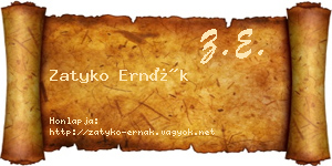 Zatyko Ernák névjegykártya